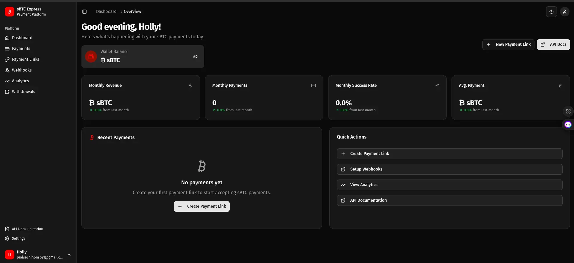 sBTC Express Frontend screenshot 2