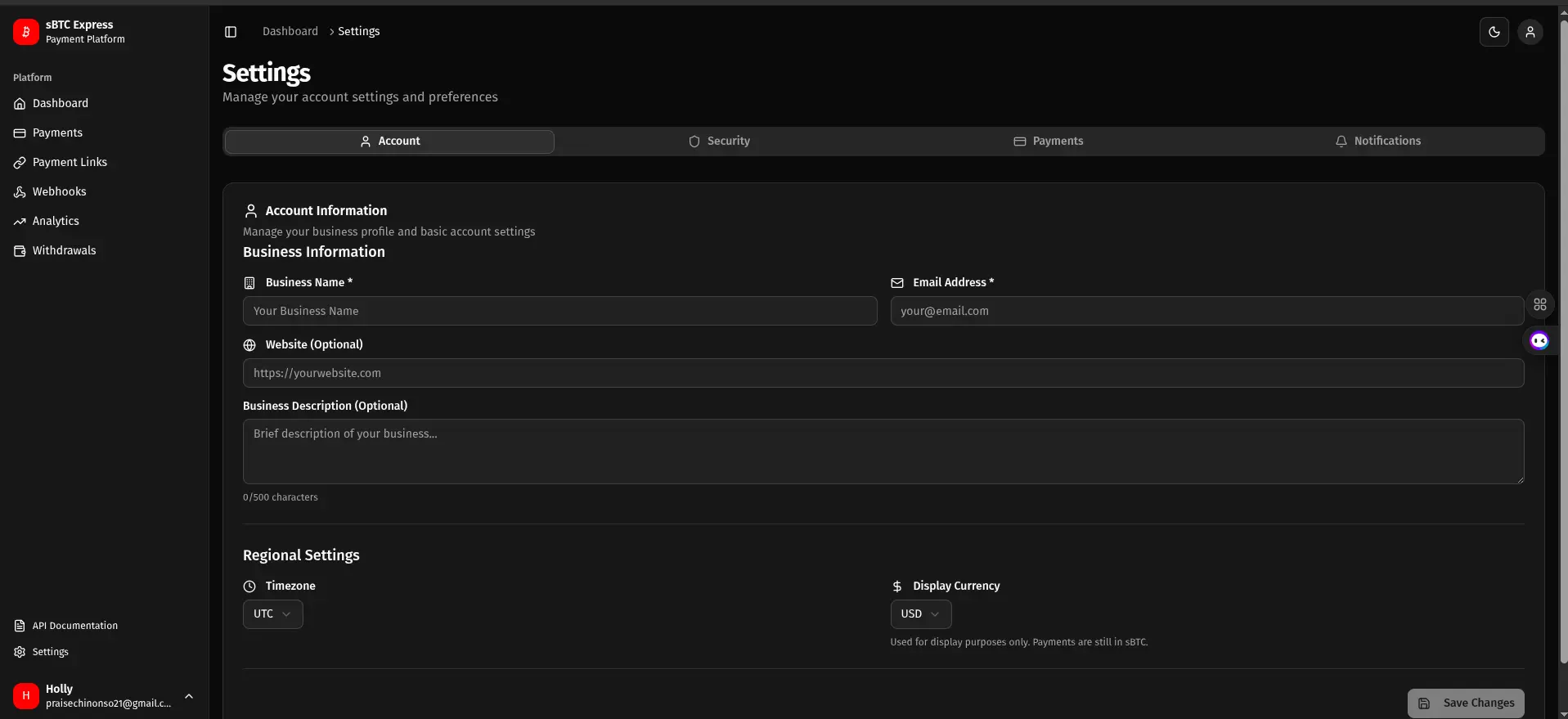 sBTC Express Frontend screenshot 3