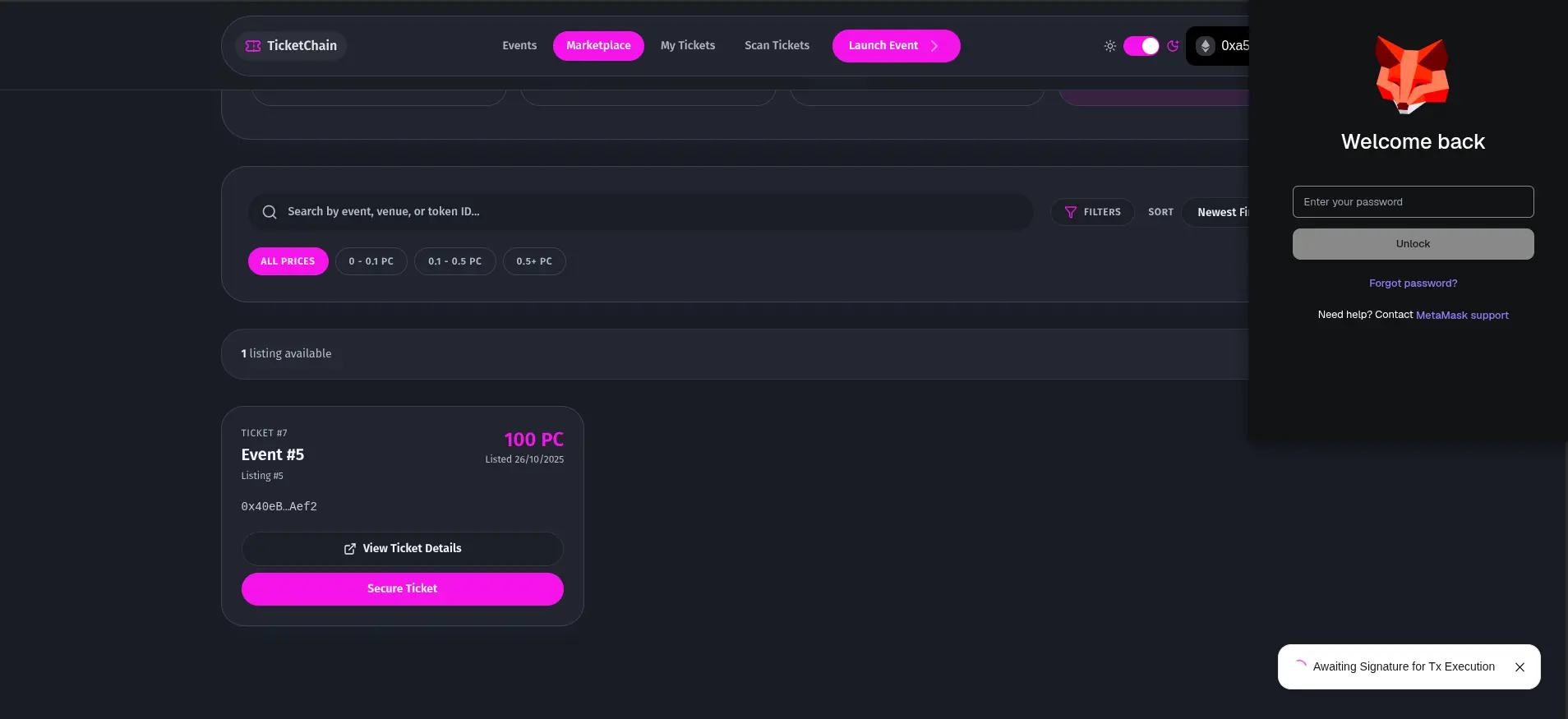 TicketChain Universal Event Ticketing screenshot 3